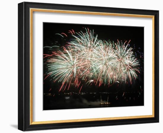 Fireworks Light Up the Night Sky after the Opening Ceremony for the Vancouver 2010 Olympics-null-Framed Photographic Print