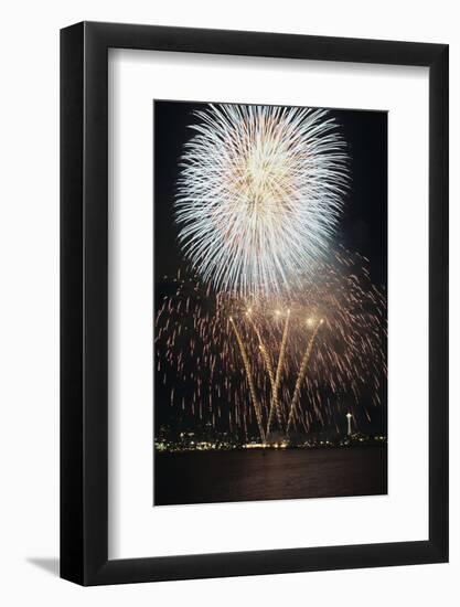 Fireworks on July 4th, at Gasworks Park; Space Needle in Background, Seattle, Washington, USA-Jamie & Judy Wild-Framed Photographic Print