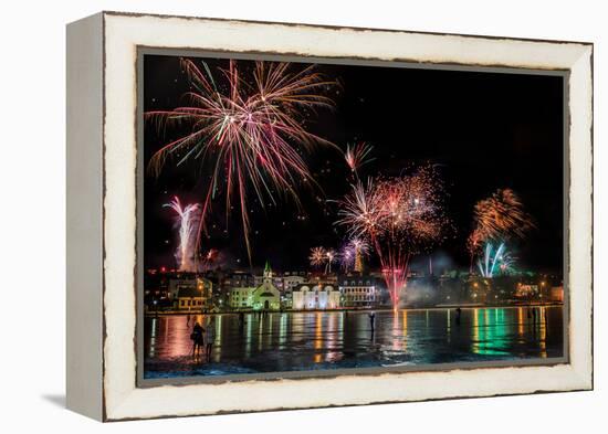 Fireworks on New Year's Eve, Reykjavik, Iceland-null-Framed Premier Image Canvas