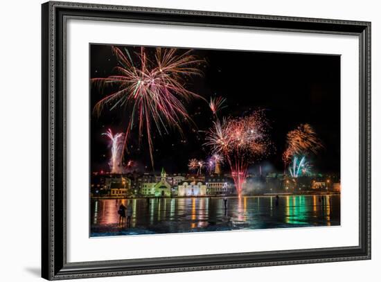 Fireworks on New Year's Eve, Reykjavik, Iceland-null-Framed Photographic Print