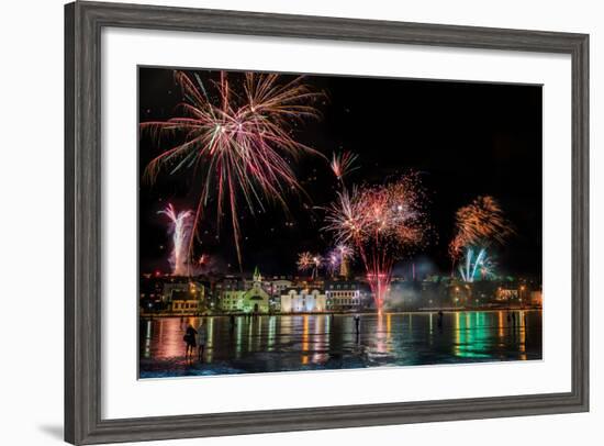 Fireworks on New Year's Eve, Reykjavik, Iceland-null-Framed Photographic Print