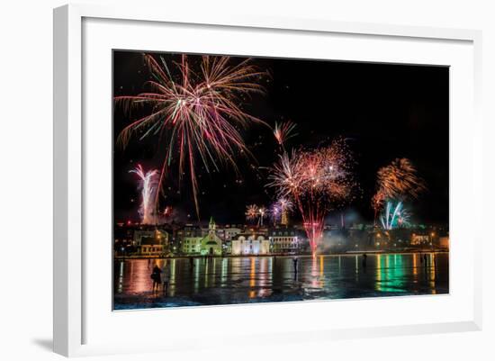 Fireworks on New Year's Eve, Reykjavik, Iceland-null-Framed Photographic Print