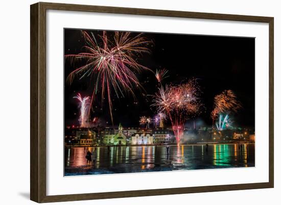 Fireworks on New Year's Eve, Reykjavik, Iceland-null-Framed Photographic Print