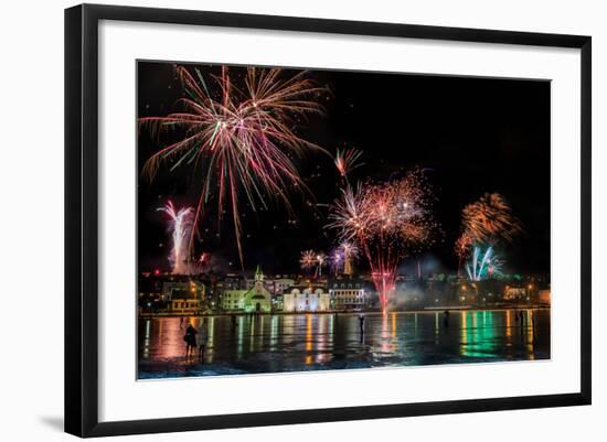 Fireworks on New Year's Eve, Reykjavik, Iceland-null-Framed Photographic Print