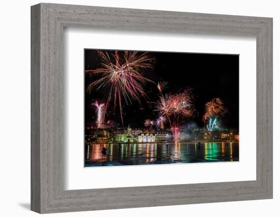 Fireworks on New Year's Eve, Reykjavik, Iceland-null-Framed Photographic Print