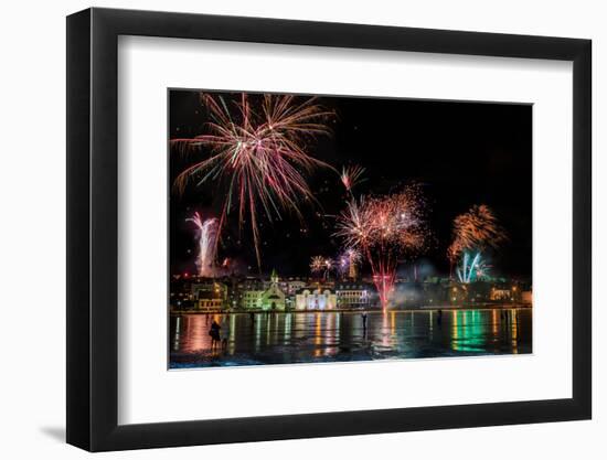 Fireworks on New Year's Eve, Reykjavik, Iceland-null-Framed Photographic Print