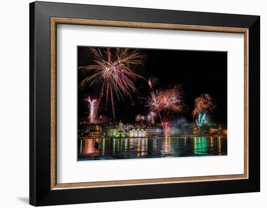 Fireworks on New Year's Eve, Reykjavik, Iceland-null-Framed Photographic Print