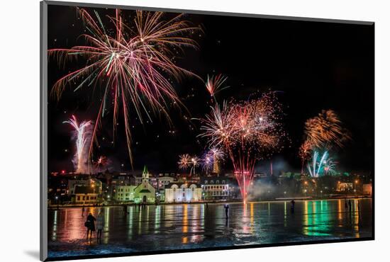 Fireworks on New Year's Eve, Reykjavik, Iceland-null-Mounted Photographic Print