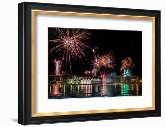 Fireworks on New Year's Eve, Reykjavik, Iceland-null-Framed Photographic Print