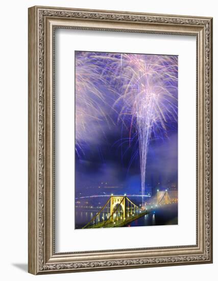 Fireworks on the Allegheny River in Downtown  Pittsburgh, Pennsylvania, Usa.-SeanPavonePhoto-Framed Photographic Print