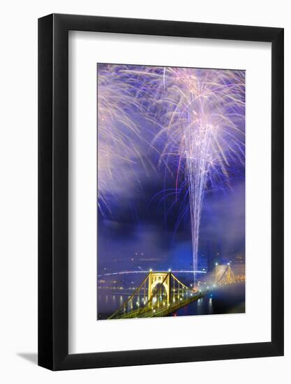 Fireworks on the Allegheny River in Downtown  Pittsburgh, Pennsylvania, Usa.-SeanPavonePhoto-Framed Photographic Print
