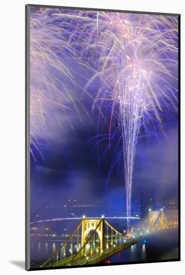 Fireworks on the Allegheny River in Downtown  Pittsburgh, Pennsylvania, Usa.-SeanPavonePhoto-Mounted Photographic Print