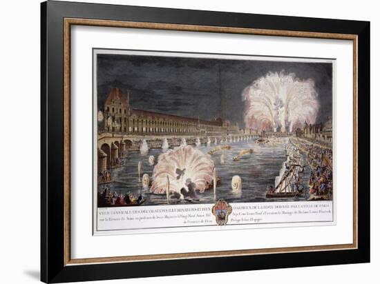 Fireworks on the River Seine, Paris-PG Le Mercier-Framed Art Print