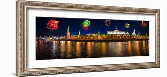 Fireworks over Kremlin in Moscow-Nik_Sorokin-Framed Photographic Print