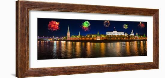 Fireworks over Kremlin in Moscow-Nik_Sorokin-Framed Photographic Print