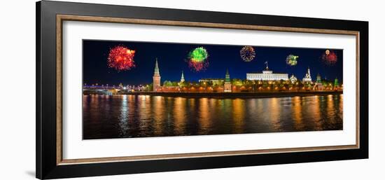 Fireworks over Kremlin in Moscow-Nik_Sorokin-Framed Photographic Print