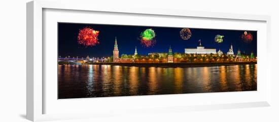 Fireworks over Kremlin in Moscow-Nik_Sorokin-Framed Photographic Print