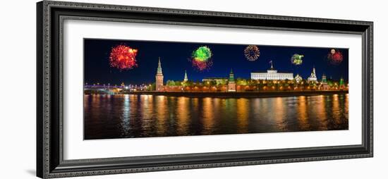 Fireworks over Kremlin in Moscow-Nik_Sorokin-Framed Photographic Print