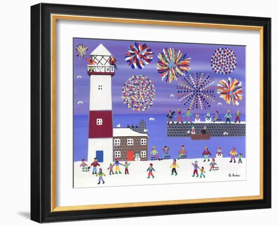 Fireworks over Lighthouse Bay-Gordon Barker-Framed Giclee Print