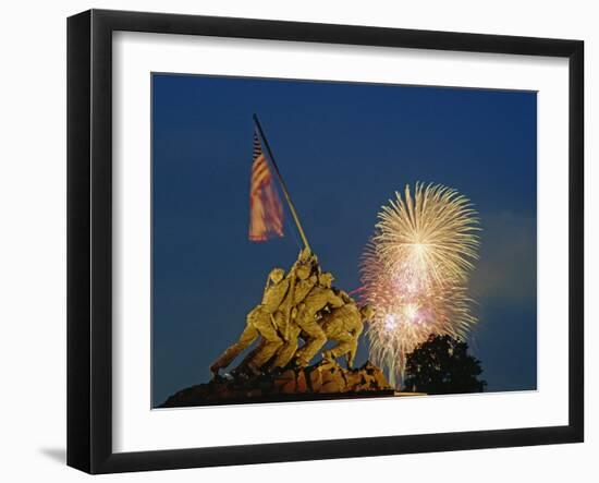 Fireworks over the Iwo Jima Memorial for Independence Day Celebrations, Arlington, Virginia, USA-Hodson Jonathan-Framed Photographic Print