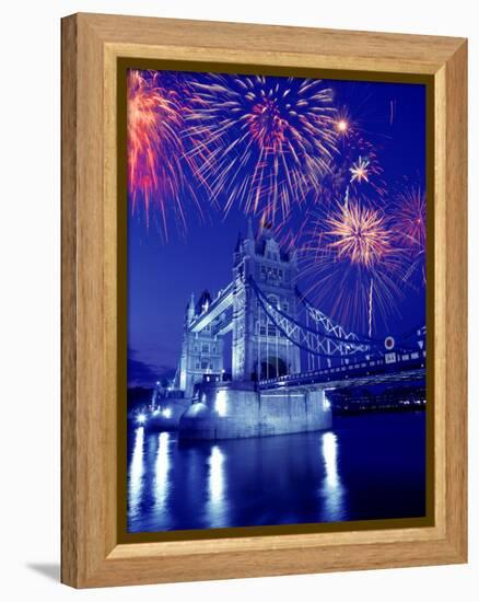 Fireworks Over the Tower Bridge, London, Great Britain, UK-Jim Zuckerman-Framed Premier Image Canvas
