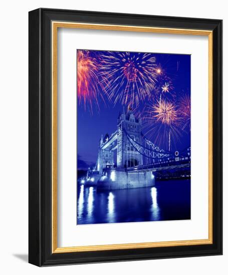 Fireworks Over the Tower Bridge, London, Great Britain, UK-Jim Zuckerman-Framed Photographic Print