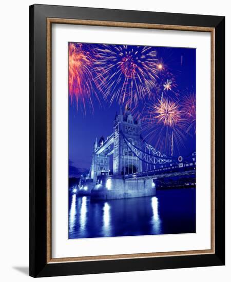 Fireworks Over the Tower Bridge, London, Great Britain, UK-Jim Zuckerman-Framed Photographic Print