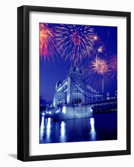 Fireworks Over the Tower Bridge, London, Great Britain, UK-Jim Zuckerman-Framed Photographic Print