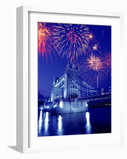 Fireworks Over the Tower Bridge, London, Great Britain, UK-Jim Zuckerman-Framed Photographic Print