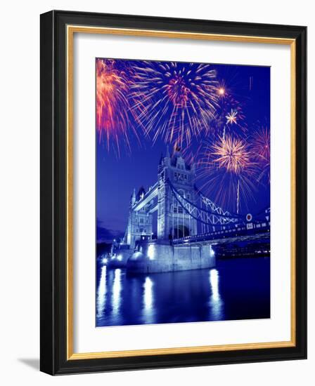 Fireworks Over the Tower Bridge, London, Great Britain, UK-Jim Zuckerman-Framed Photographic Print