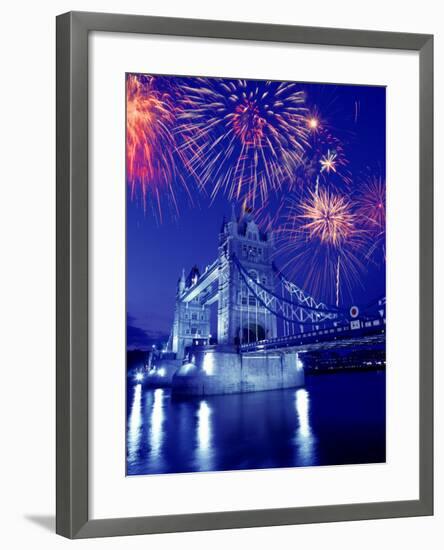 Fireworks Over the Tower Bridge, London, Great Britain, UK-Jim Zuckerman-Framed Photographic Print