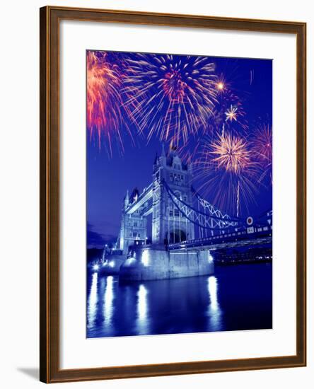 Fireworks Over the Tower Bridge, London, Great Britain, UK-Jim Zuckerman-Framed Photographic Print