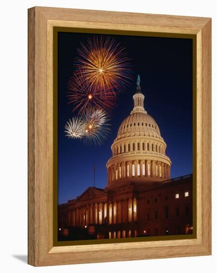 Fireworks over U.S. Capitol-Bill Ross-Framed Premier Image Canvas