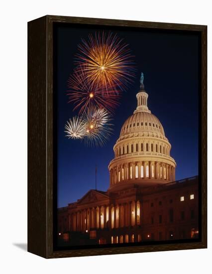 Fireworks over U.S. Capitol-Bill Ross-Framed Premier Image Canvas