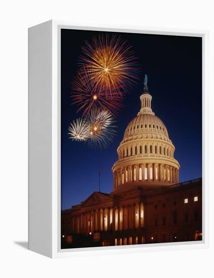 Fireworks over U.S. Capitol-Bill Ross-Framed Premier Image Canvas