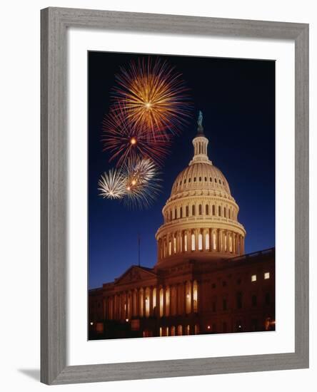 Fireworks over U.S. Capitol-Bill Ross-Framed Photographic Print