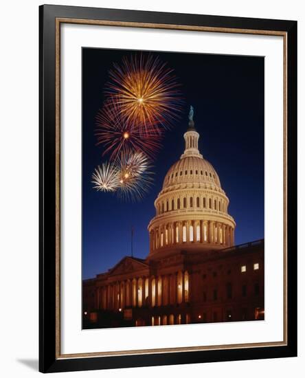 Fireworks over U.S. Capitol-Bill Ross-Framed Photographic Print