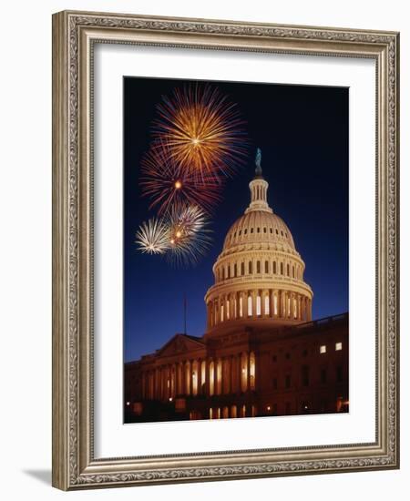 Fireworks over U.S. Capitol-Bill Ross-Framed Photographic Print