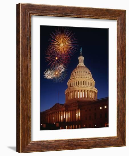 Fireworks over U.S. Capitol-Bill Ross-Framed Photographic Print