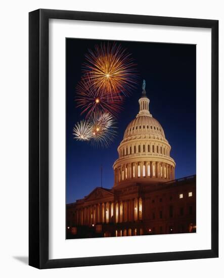 Fireworks over U.S. Capitol-Bill Ross-Framed Photographic Print