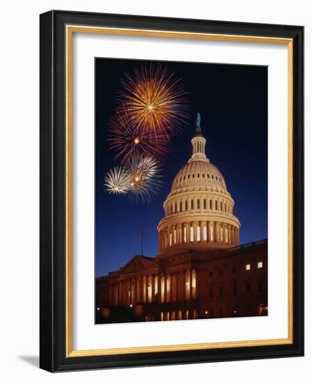 Fireworks over U.S. Capitol-Bill Ross-Framed Photographic Print