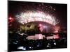 Fireworks That Flash Above Sydney Harbour Bridge and Opera House During New Year Celebrations-null-Mounted Photographic Print