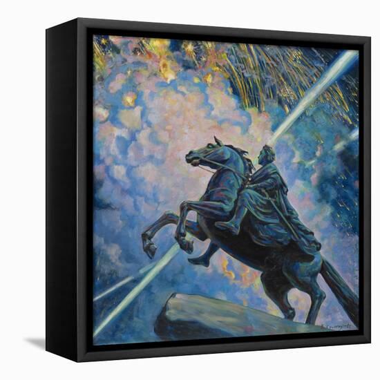 Fireworks. the Bronze Horseman-Boris Michaylovich Kustodiev-Framed Premier Image Canvas