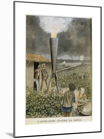 Firing a Cannon into Clouds to Prevent a Hail Storm, 1901-null-Mounted Giclee Print