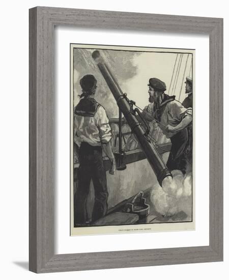 Firing Rockets on Board HMS Monarch-William Heysham Overend-Framed Giclee Print