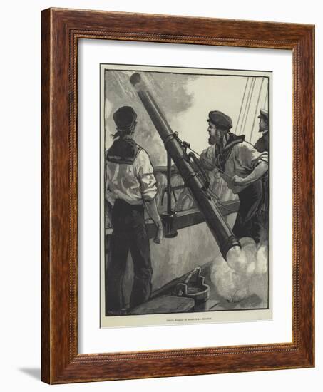 Firing Rockets on Board HMS Monarch-William Heysham Overend-Framed Giclee Print