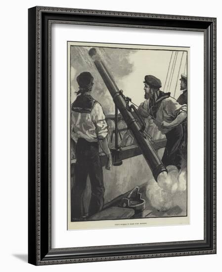 Firing Rockets on Board HMS Monarch-William Heysham Overend-Framed Giclee Print