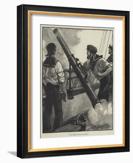 Firing Rockets on Board HMS Monarch-William Heysham Overend-Framed Giclee Print