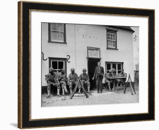 First African American Troop the United States Has Ever Sent to England, Having Beer at Local Pub-null-Framed Photographic Print