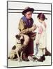 First Aid Lesson (or Scout Bandaging Girl’s Finger)-Norman Rockwell-Mounted Giclee Print